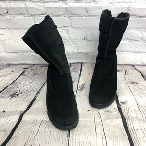 Ugg Wedge Black Boots Size 8